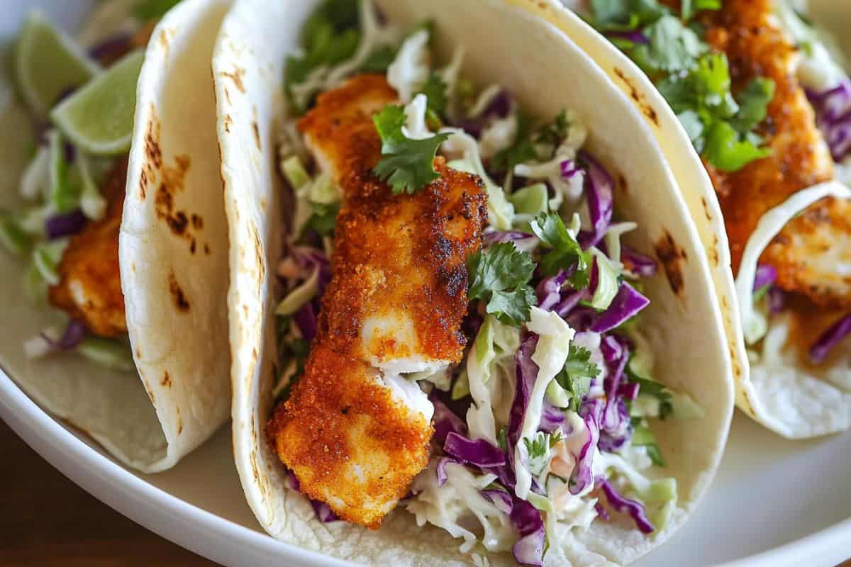 Healthy & Easy Fish Tacos with Cabbage Slaw