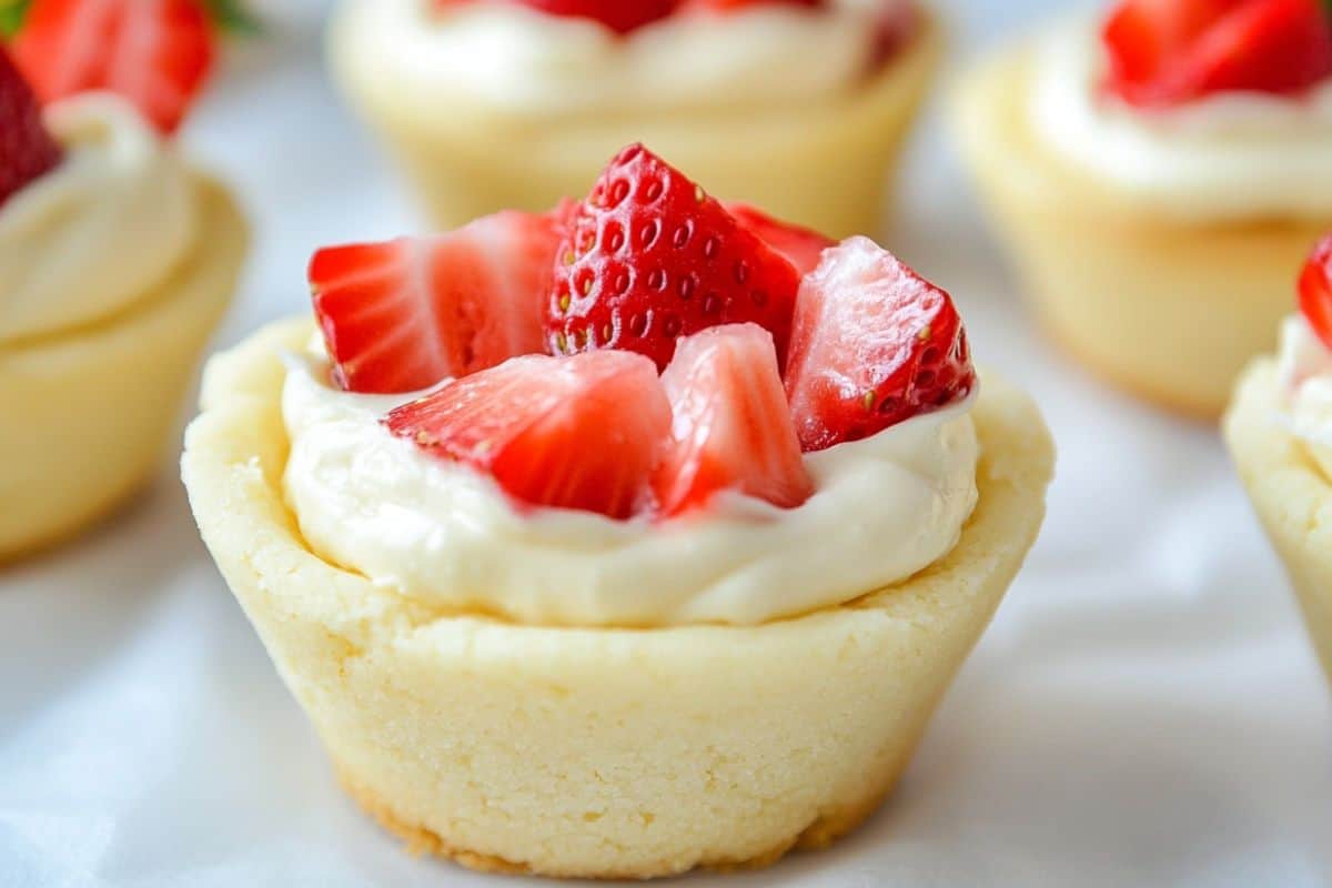 White Chocolate Strawberry Sugar Cookie Cups